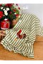 Green Striped Linen Embroidered Kitchen Towel - 2