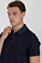 Polo Collar Zippered Short Sleeve T-Shirt - 2