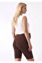 Women's Brown Diver Above Knee Biker Leggings High Waist Adjustable & Stretchy Maternity Leggings - 6