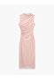 Drapeli Slim Fit Sleeveless Crew Neck Polka Dot Long Dress - 3