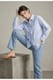 Women's Light Blue White Striped Oversized Shirt with Bow Detail - 4