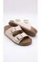 Children's Anatomical Sole Double-Strapped Adjustable Slippers 26-36 Beige