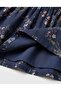 Organic Floral Ruffled Navy Blue Summer Little Girl's Blouse - Skirt Set - 7