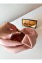 Women's Pink Powder Knot Handle Soft Textured Handbag Modern Croissant Model - 4