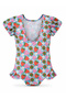 Uv Protection Short Sleeve Jumpsuit Baby Girl Swimsuit Strawberry Pattern 5109 Pink - 3
