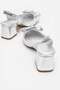 Women's Bow-Tie Side and Open-Back Heeled Sandals Silver Crinkled - 3