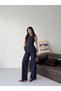 Gold Button Detailed Sleeveless Vest and Pants Set with Belt Accessory - 6