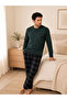 Premium Men's 100% Natural Cotton Plaid High Quality Buttoned Pocket Long Sleeve Pajama Set - 2
