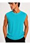 Men's contrast trim sleeveless tank top crew neck summer basic tank - turquoise