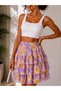 Bohem Style Patterned Chiffon Layered Mini Skirt - 3