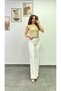 Cotton Fabric Palazzo Trousers with Pocket and Belt Detail - 4