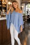 Women's Asymmetrical Cut Transparent Cotton Soft Textured Stylish Lightweight Indigo Knitwear Cape Poncho - 5