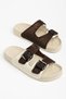 Wilie Women's Cream-Brown Rubber Double Buckle Poly Sole Slippers