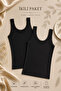 Women's 100% Cotton Jacquard Soft Fabric Thick Strap 2-Piece Tank Top - 2