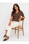 Women's V-Neck Heart Button Detailed Short Sleeve Hair Knit Mercerized Knitwear Cardigan