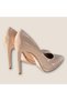 Women's Front Platform High Heeled Shoes Beige Patent Leather - 4