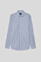 Ds Damat Slim Fit Navy Blue Striped Shirt - 5