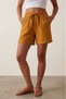 Yellow Women's 100% Cotton Muslin Fabric Shorts with Elastic Waist, Double Pockets, Comfortable Cut, Summer Shorts - 6