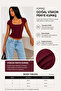 Women's Square Neck Viscose Fabric Combed Cotton Short Sleeve Slim Fit Crop Blouse - 4