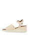 Cream Leather Women's Wedge Heeled Sandals - 3