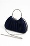 Navy Blue Satin New Model Battery-Operated Evening Dress Wedding Graduation Handbag/Hand Bag Pearl Stone Evening Dress Stylish Bag Silver Case - 3