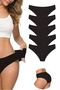 5 Pieces Women's Seamless Laser Cut Flexible Non-Marking Panties Black