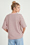 Striped Oversize Knitted T-Shirt Lcr0124 Sugar Pink - 8