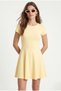 Women's Aretha 100% Cotton Short Sleeve Bell Cut Knitted Yellow Short Dress