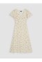 Vizyon New Season V-Neck Floral Waist-Fitted Dress - 5