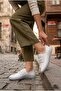 42819 Rubber Laced Silicone Rubber Sole Genuine Leather Women's Shoes