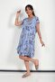 Women's Italian Cotton Leaf Patterned Lined Short Sleeve Dress - 2