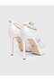 Jadelis Fabric Leather Women's White Heeled Sandals - 6