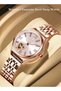 Women's Quartz Watch with Steel Strap Round Dial Rhinestone Decoration Hollow Heart Pattern Waterproof Luminous Analog Wristwatch Gift for Ladies - 2