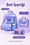 Purple Tr5 3-Piece School Bag Set Includes Insulated Lunch Box and Double Pencil Holder