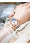 Women's Quartz Watch with Stainless Steel Strap Round Dial Rhinestone Decoration Waterproof Elegant Analog Wristwatch Gift for Women - 4