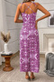 New Season Women's Rope Strap Cross Tie Back Detail Slit Patterned Midi Single Jersey Dress - 4
