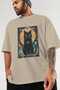For the Sake of Cats 12 Front Cat Printed Beige Oversize T-Shirt 100% Cotton Unisex Cat Lover Premium Design - 3