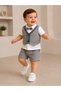 Baby Boy Bow Tie Vest Look Shorts Set 100% Cotton Summer 2-Piece Set - 3