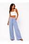 Women's Fabric Embossed Detailed Loose-Fitting Trousers with Wide Legs and Lace-Up Front, Stylish Twist Detail - 7