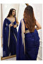 Navy Blue Organza Silk Saree with Embroidered Border-FFT8009-Navy Blue - 3