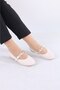 Women's Special Stone Accessory Detailed Strapped Buckle Orthopedic Ballerinas - 2