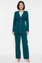 Women's Plus Size V-Neck Long Sleeve Fitted Woven Jacket Pants Set with Gold Buttons Casual Comfortable - 4
