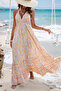 New Season Women's Rope Strap V-Neck Open Back Halter Neck Long Patterned Single Jersey Summer Dress - 5