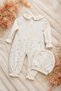 Organic Cotton Baby Girl Floral Patterned Love Girl Embroidered Jumpsuit Hat Glove Set - 3