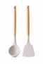 Heat Resistant, Fireproof, Non-Stick Wooden Handle Silicone Ladle and Spatula Set with Sert Tips - 2