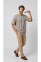 Men's Beige Oversize Crew Neck Comfortable Fit Relaxed T-Shirt - 3