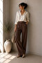 Women's Crepe Front-Washed Fabric Pleated Wide-Leg Trousers - 2
