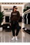 Unisex Wide Cut Zero Neck and Sweatpants Relax Printed Set