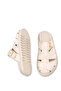 Beige Leather Women's Slippers with Orthopedic Sole and Gold Buckle - 3