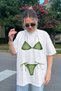 Bikini Visual Print T-Shirt, 100% Cotton Unisex Oversize Cotton White T-Shirt, Crew Neck T-Shirt - 2